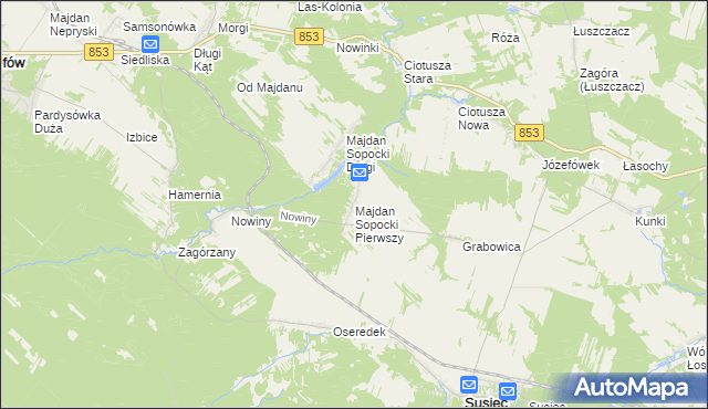 mapa Majdan Sopocki Pierwszy, Majdan Sopocki Pierwszy na mapie Targeo