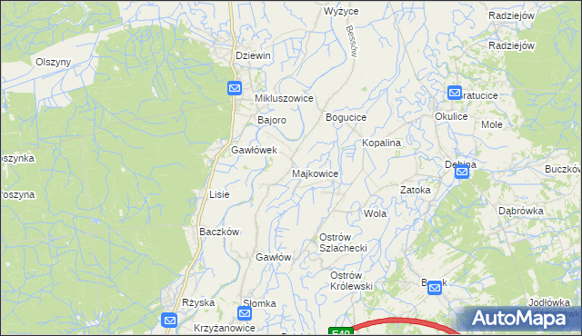 mapa Majkowice gmina Bochnia, Majkowice gmina Bochnia na mapie Targeo