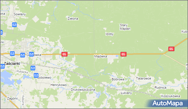 mapa Majówka gmina Supraśl, Majówka gmina Supraśl na mapie Targeo