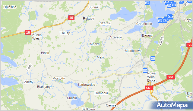 mapa Mąki, Mąki na mapie Targeo