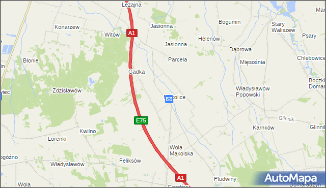 mapa Mąkolice gmina Głowno, Mąkolice gmina Głowno na mapie Targeo