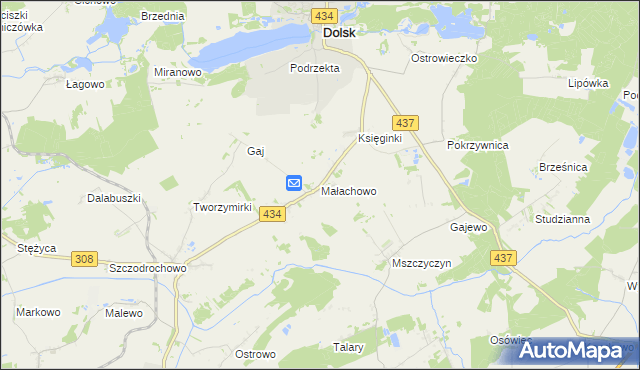 mapa Małachowo gmina Dolsk, Małachowo gmina Dolsk na mapie Targeo