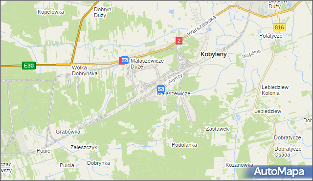 mapa Małaszewicze, Małaszewicze na mapie Targeo