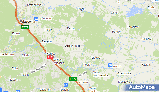 mapa Malcanów gmina Wiązowna, Malcanów gmina Wiązowna na mapie Targeo