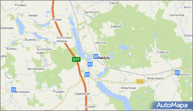 mapa Małdyty, Małdyty na mapie Targeo