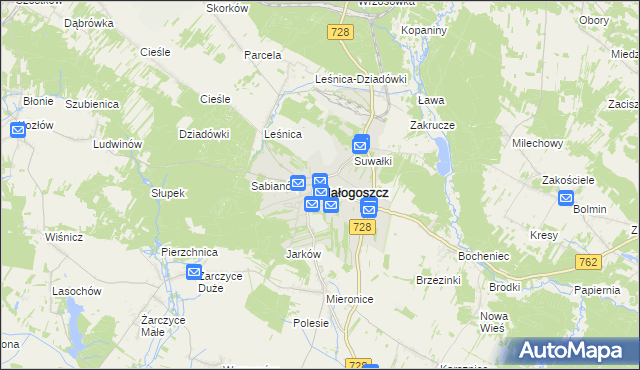 mapa Małogoszcz, Małogoszcz na mapie Targeo