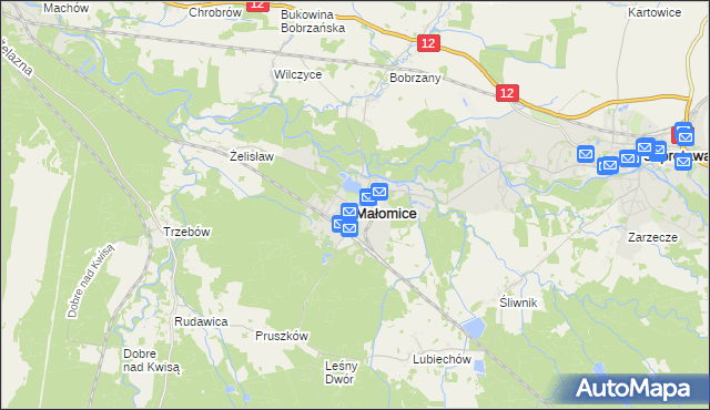 mapa Małomice, Małomice na mapie Targeo