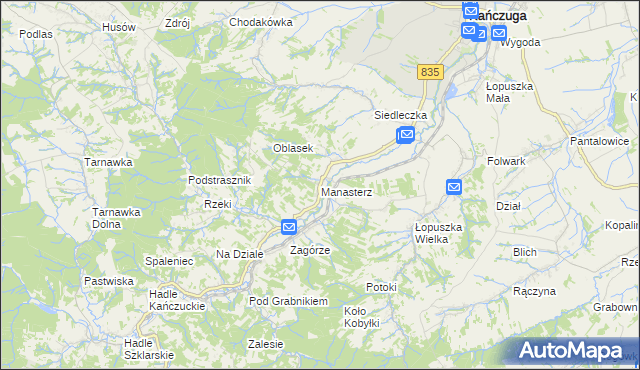 mapa Manasterz gmina Jawornik Polski, Manasterz gmina Jawornik Polski na mapie Targeo