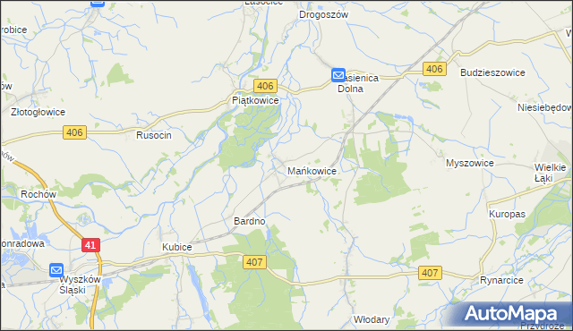 mapa Mańkowice, Mańkowice na mapie Targeo