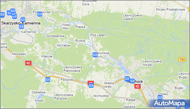 mapa Marcinków gmina Wąchock, Marcinków gmina Wąchock na mapie Targeo