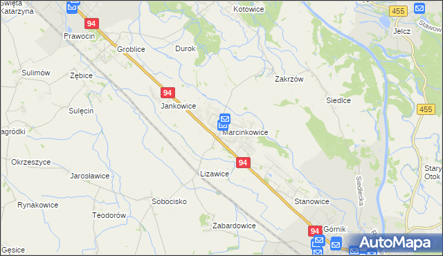 mapa Marcinkowice gmina Oława, Marcinkowice gmina Oława na mapie Targeo