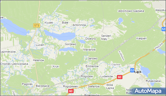 mapa Marianów gmina Gostynin, Marianów gmina Gostynin na mapie Targeo