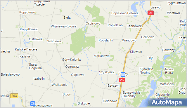 mapa Marianowo gmina Ślesin, Marianowo gmina Ślesin na mapie Targeo