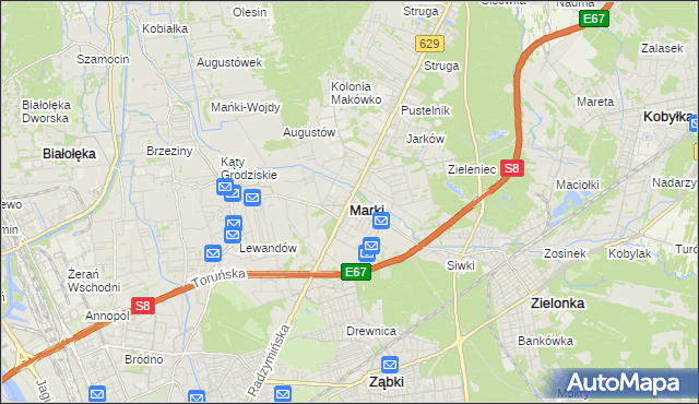 mapa Marki powiat wołomiński, Marki powiat wołomiński na mapie Targeo