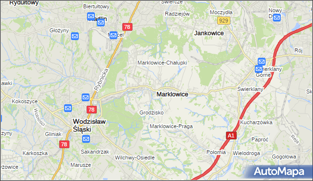 mapa Marklowice, Marklowice na mapie Targeo