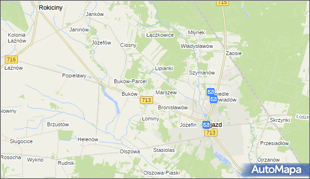 mapa Marszew gmina Ujazd, Marszew gmina Ujazd na mapie Targeo