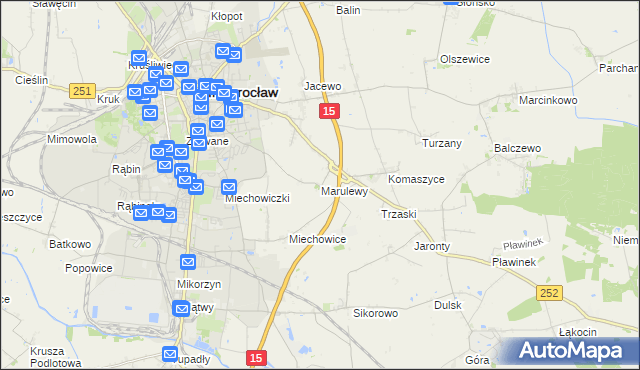 mapa Marulewy, Marulewy na mapie Targeo