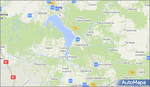 mapa Masłońskie, Masłońskie na mapie Targeo