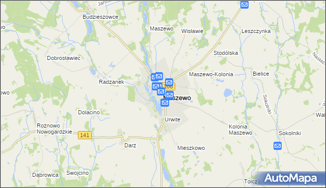 mapa Maszewo powiat goleniowski, Maszewo powiat goleniowski na mapie Targeo