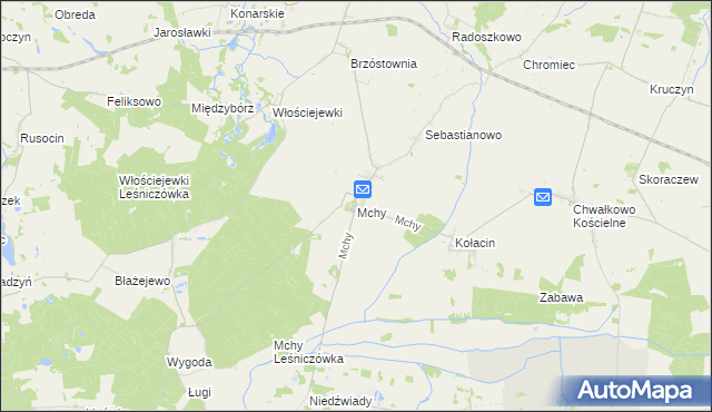 mapa Mchy gmina Książ Wielkopolski, Mchy gmina Książ Wielkopolski na mapie Targeo