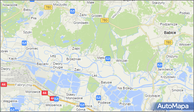 mapa Mętków, Mętków na mapie Targeo