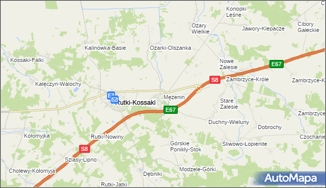 mapa Mężenin gmina Rutki, Mężenin gmina Rutki na mapie Targeo