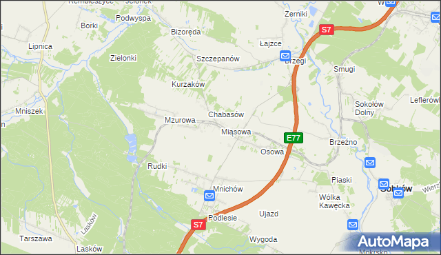 mapa Miąsowa, Miąsowa na mapie Targeo