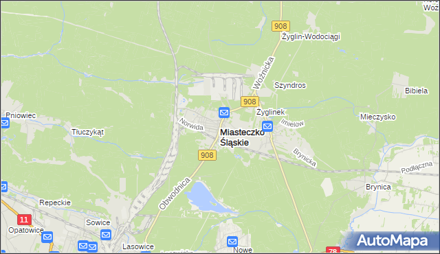 mapa Miasteczko Śląskie, Miasteczko Śląskie na mapie Targeo