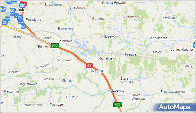 mapa Michalinek gmina Płońsk, Michalinek gmina Płońsk na mapie Targeo