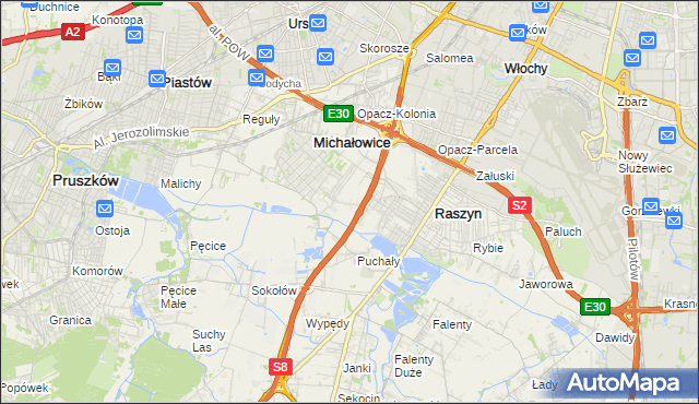 mapa Michałowice-Wieś, Michałowice-Wieś na mapie Targeo