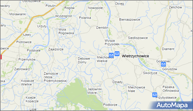 mapa Miechowice Wielkie, Miechowice Wielkie na mapie Targeo