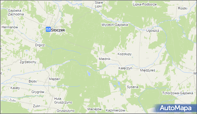 mapa Miednik gmina Stoczek, Miednik gmina Stoczek na mapie Targeo