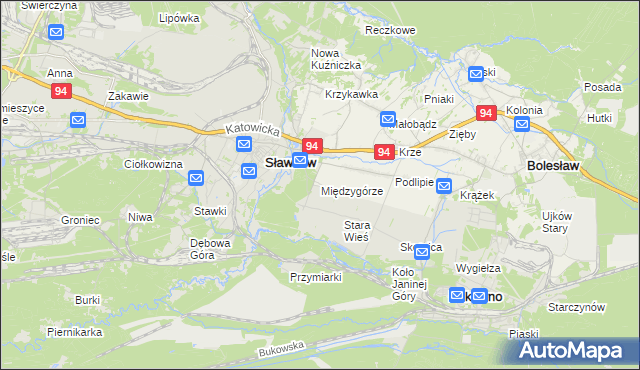 mapa Międzygórze gmina Bolesław, Międzygórze gmina Bolesław na mapie Targeo