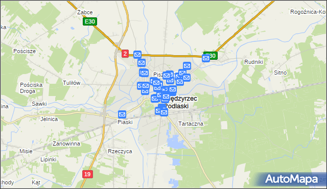 mapa Międzyrzec Podlaski, Międzyrzec Podlaski na mapie Targeo