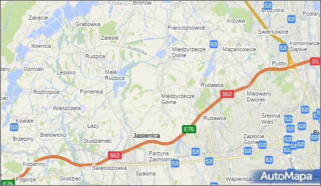 mapa Międzyrzecze Górne, Międzyrzecze Górne na mapie Targeo