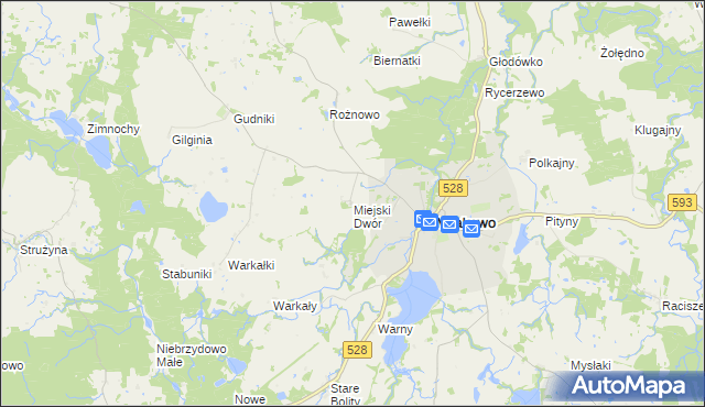 mapa Miejski Dwór, Miejski Dwór na mapie Targeo