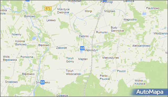 mapa Miękoszyn, Miękoszyn na mapie Targeo