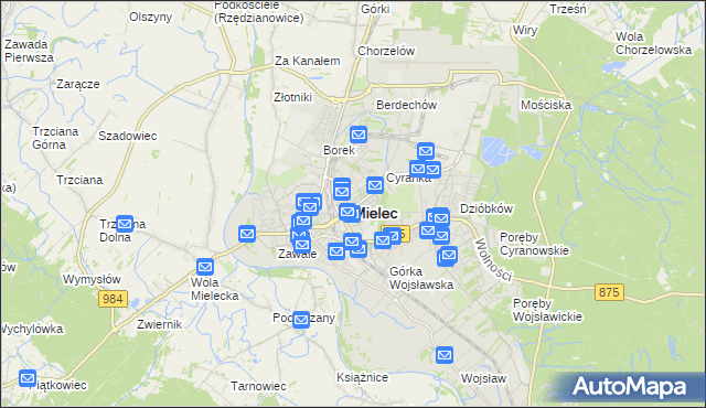 mapa Mielca, Mielec na mapie Targeo