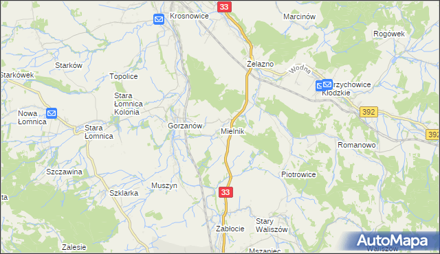mapa Mielnik gmina Bystrzyca Kłodzka, Mielnik gmina Bystrzyca Kłodzka na mapie Targeo