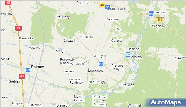 mapa Mierzyce, Mierzyce na mapie Targeo