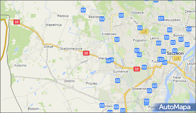 mapa Mierzyn gmina Dobra (Szczecińska), Mierzyn gmina Dobra (Szczecińska) na mapie Targeo