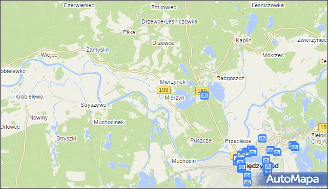 mapa Mierzyn gmina Międzychód, Mierzyn gmina Międzychód na mapie Targeo