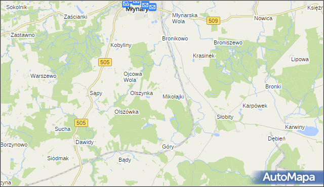 mapa Mikołajki gmina Młynary, Mikołajki gmina Młynary na mapie Targeo