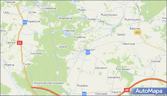 mapa Mikorzyn gmina Kępno, Mikorzyn gmina Kępno na mapie Targeo