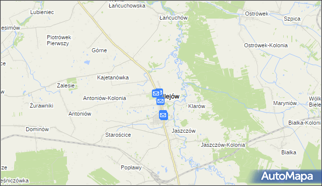 mapa Milejów powiat łęczyński, Milejów powiat łęczyński na mapie Targeo