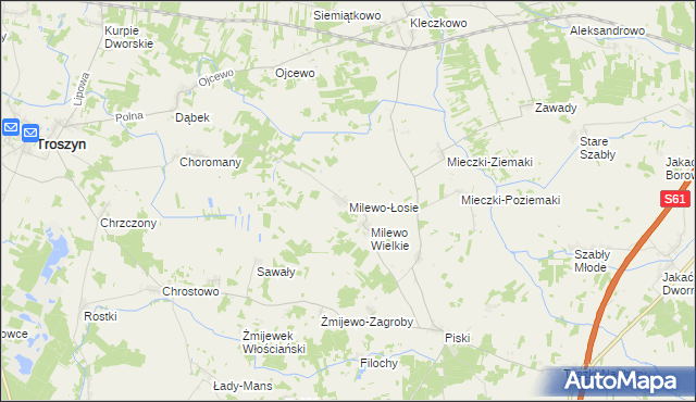 mapa Milewo-Łosie, Milewo-Łosie na mapie Targeo