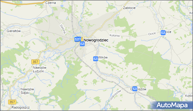 mapa Milików, Milików na mapie Targeo