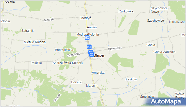 mapa Mircze, Mircze na mapie Targeo