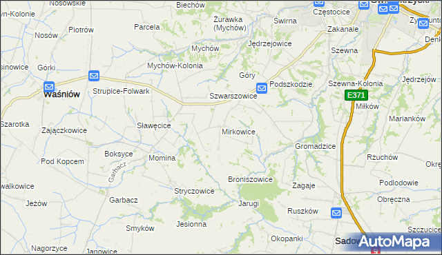 mapa Mirkowice gmina Bodzechów, Mirkowice gmina Bodzechów na mapie Targeo