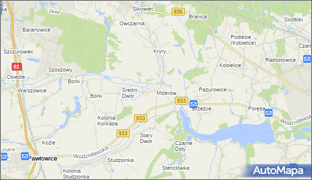 mapa Mizerów, Mizerów na mapie Targeo